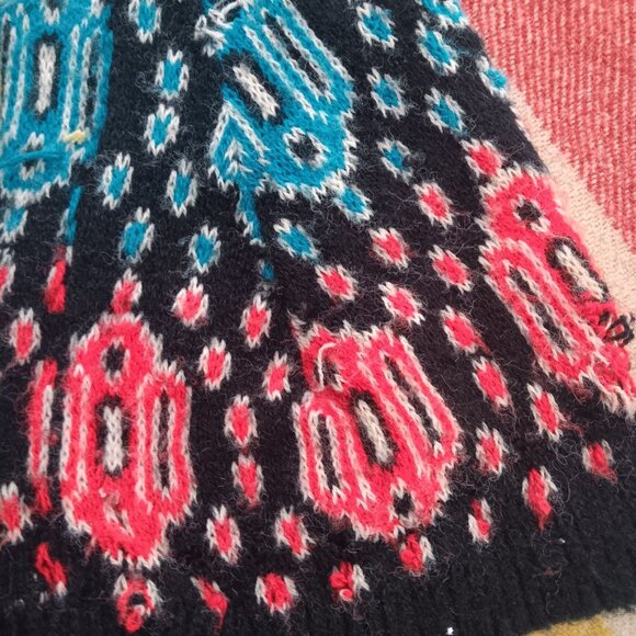Vintage Knit Elf Hat Tassel Tail Multicolor 1970\'s Women\'s Cottage Hippie main image 4